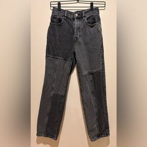 Pacsun High Rise Straight Black Puzzle Piece Patchwork Jeans Pants - Women’s 24